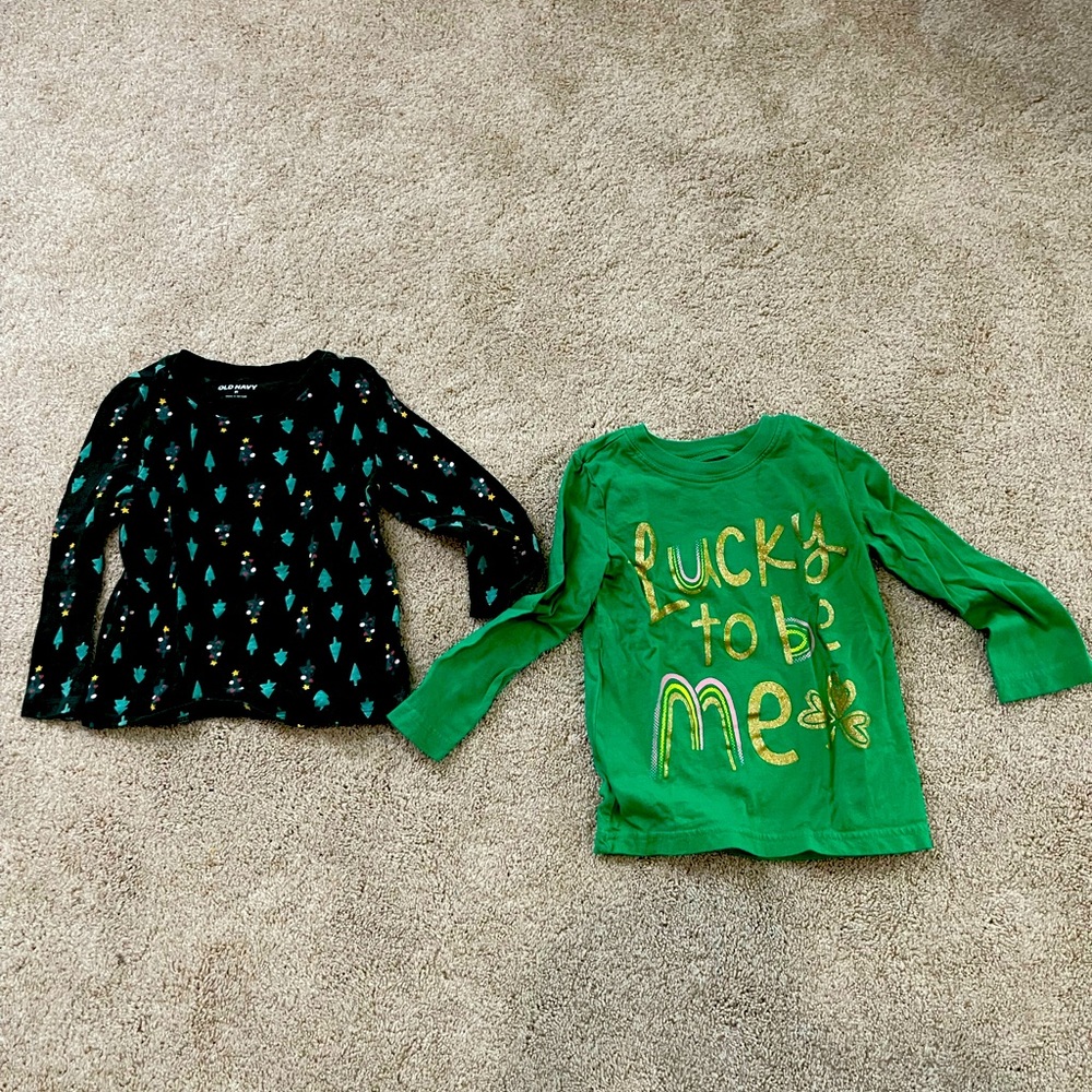 Christmas & St Patty’s Day Toddler Girls Tops, Size 2T, lot of 2